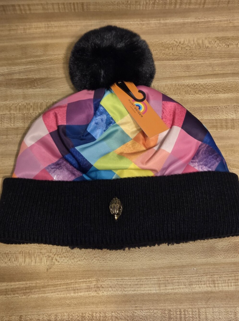 Kurt Geiger NWT Rainbow & Sherpa Pom Pom Beanie